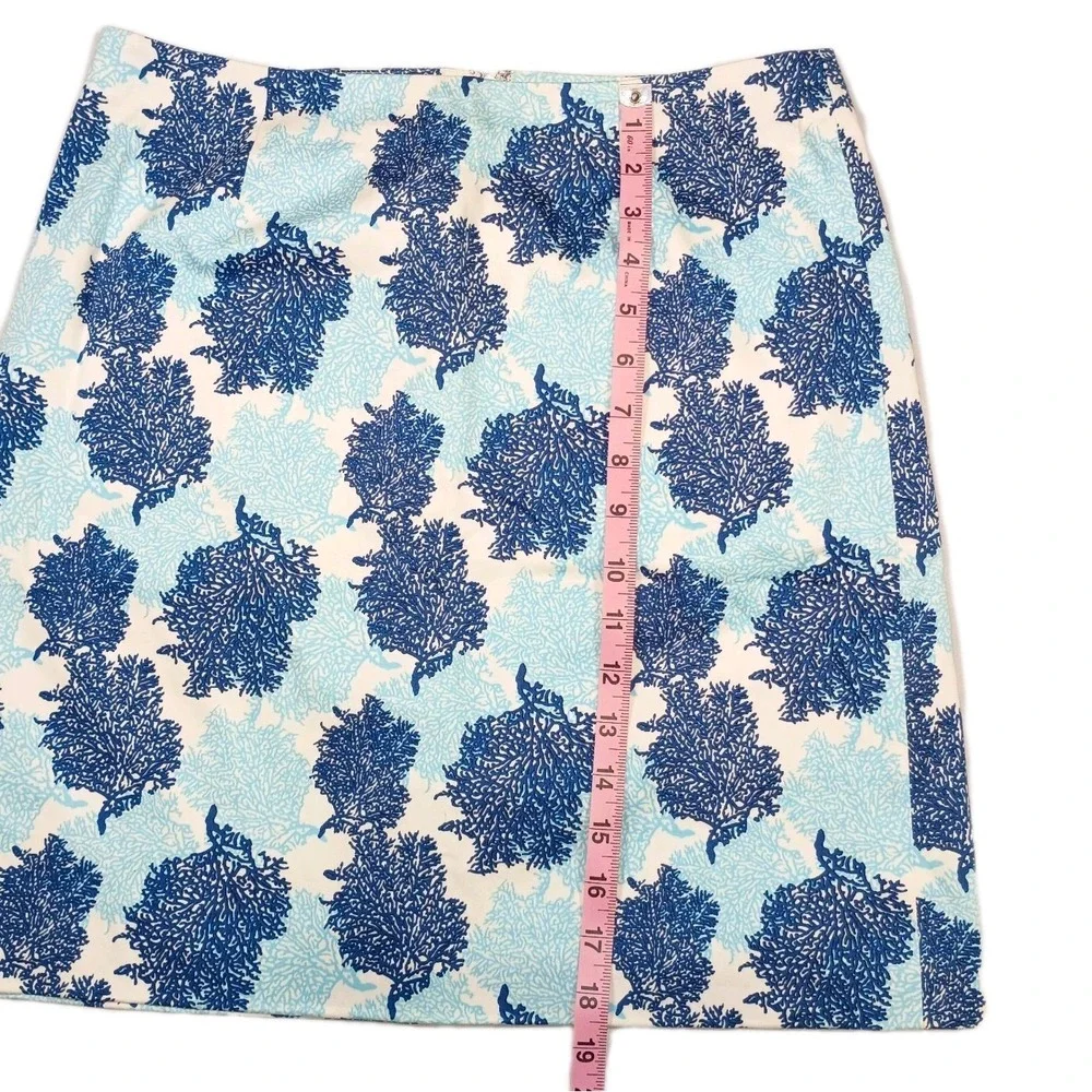 Vineyard Vines Skirt Womens 4 Blue All Over Print‎ Coral Casual Beach Preppy - Picture 6 of 8